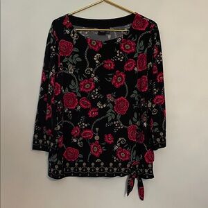 Rafaella Black and Red Floral Blouse